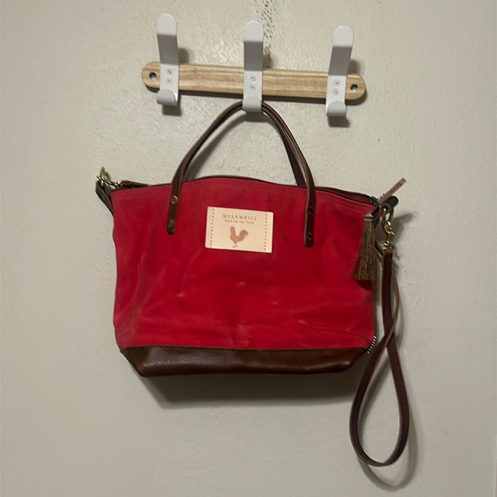 Red Shoulder Bag with Textured Design
